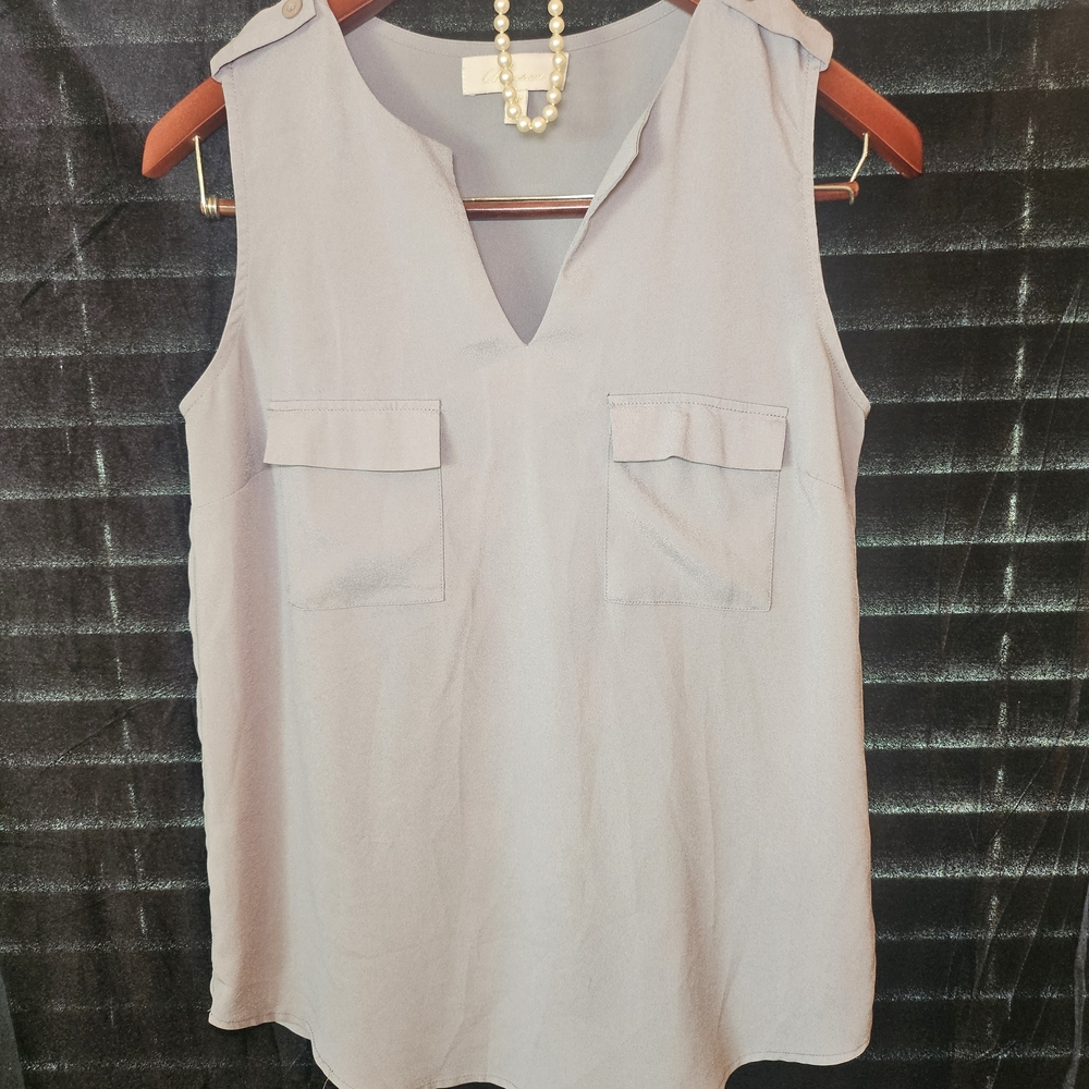 Monteau Light Gray Sleeveless Blouse